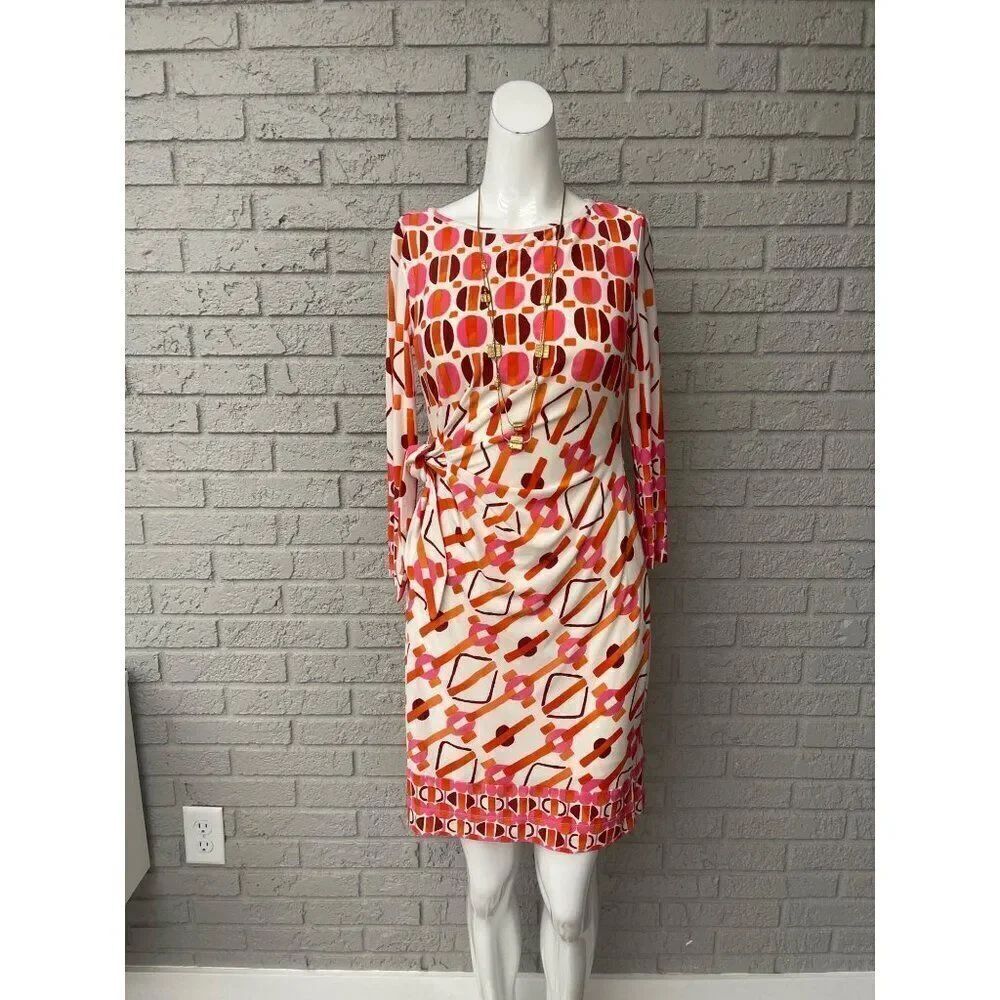 Donna Morgan Women Multicolored Side Ruch with Tie Dress Size 2